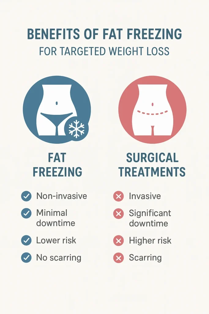 graphic showing the benefits of fat freezing Belsize Park