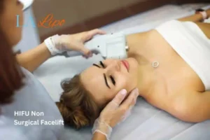 Woman having Hi-Fu to reduce wrinkles Belsize Park.