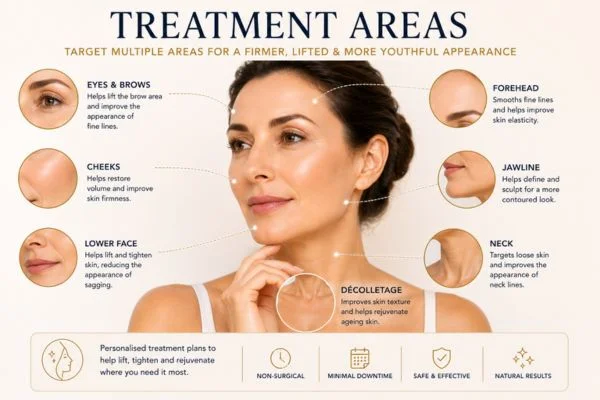 Areas of treatment for the ultimate lift tighten treatment Belsize Park