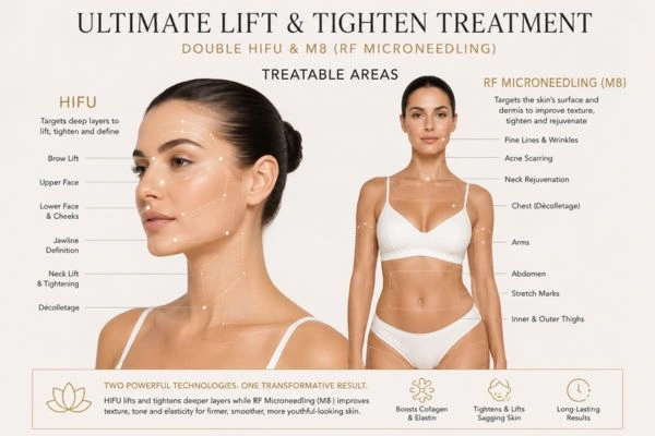 Areas of the body that can be treated - ultimate skin tighten treatment Belsize Park